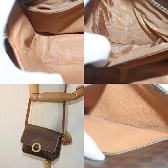 CELINE Macadam Canvas Shoulder Bag PVC Leather Brown Gold Auth 93829 - Picture 13 of 14